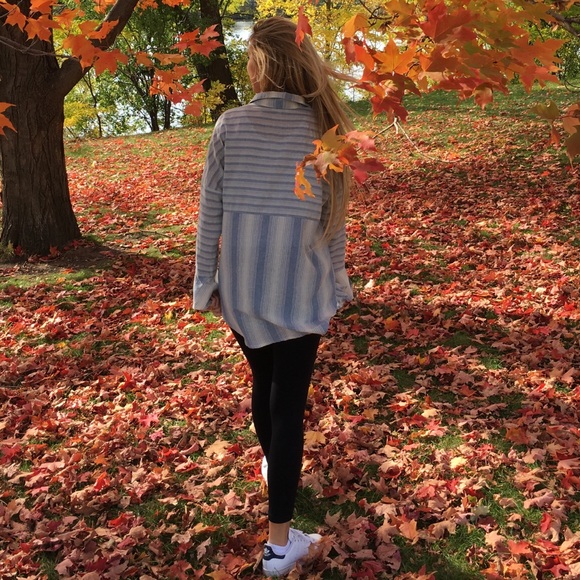 🤩HOST PICK🤩Striped Button Down Blue&Cream Top - Picture 4 of 4
